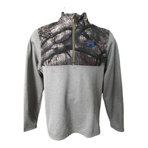 Under Armour Mens Jacket Size Large Mossy Oak Breakup Top Camo 1/4 Zip